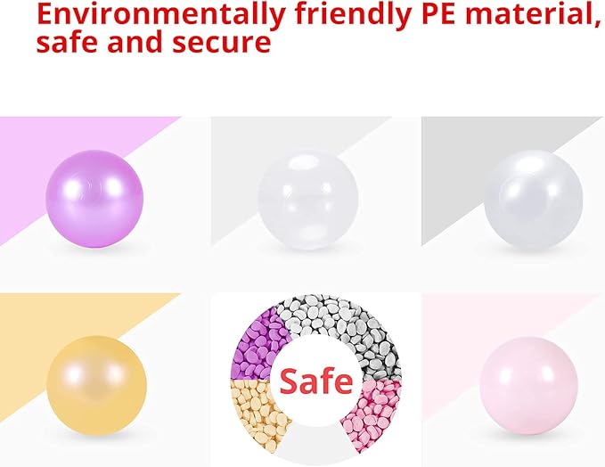 STARBOLO Ball Pit Balls for Toddlers Pack of 100 200 500 - BPA&Phthalate Free Non-Toxic Crush Proof Soft Plastic Balls for 1-5Years Old Toddlers Girl Kids Birthday Pool Playpen Tent Party