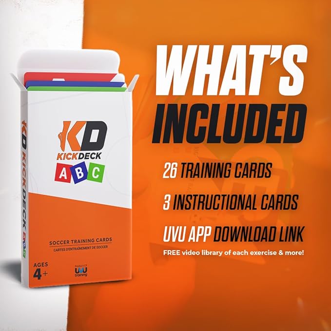 KickDeck ABC Soccer Cards for Kids 4+ | Fun Alphabet Soccer Drills for Footwork, Ball Control & Coordination | Screen-Free Practice at Home & Outdoors