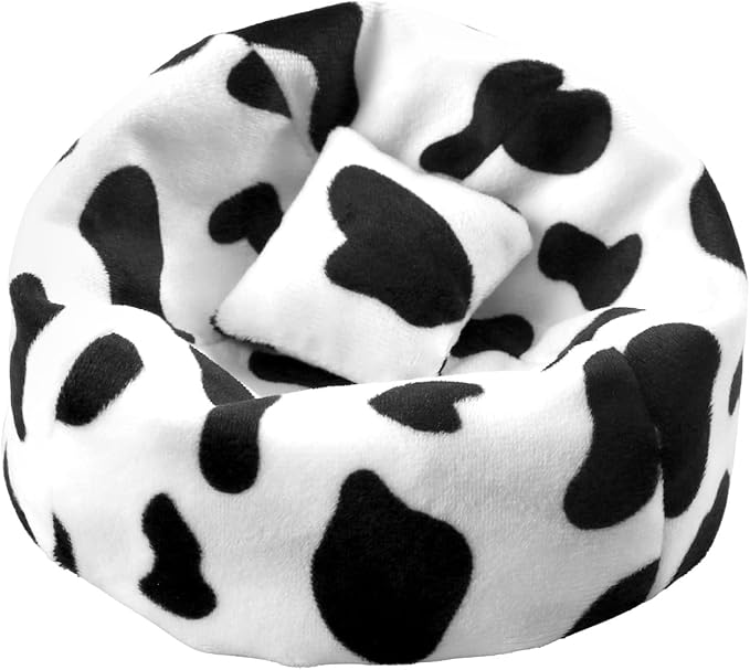 Doll Car Seat Compatible with Labubu, Handmade Bean Bag Chair for 5.9-6.7 inch Doll, Anti-Slip Bottom, Cute Doll Accessories for Display, Fans&Collectors Gifts, Durable Corduroy Fabric (Cow Print)