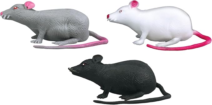 JA-RU Gross Crunchy Rat Toy (Pack of 3) Stretchy, Squishy & Yucky Mouse Toy. Halloween Scary Toy for Kids. Party Favor. Fake Bug, Prank Toy, Gag Gift, Halloween Party, Crunchy, Textured. 2492-3