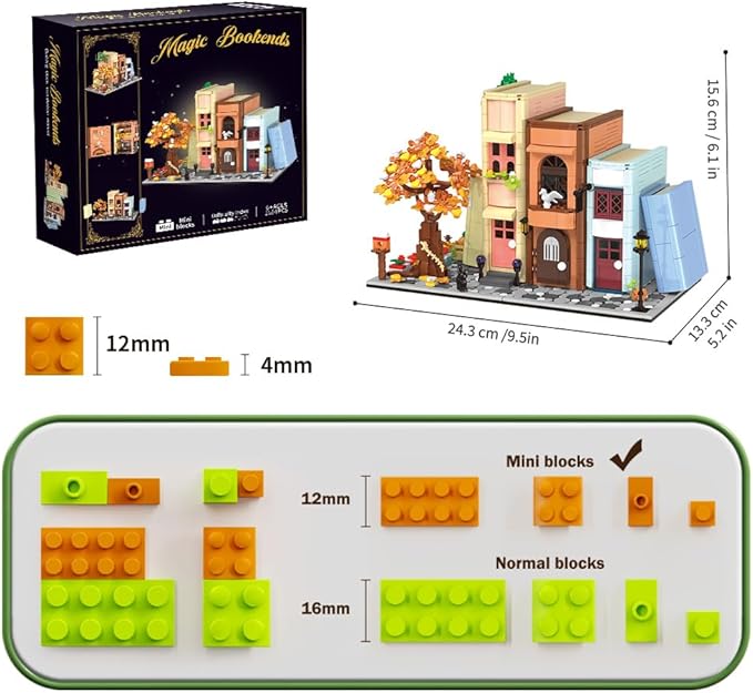 Creative Bookcase Building Set, Cafe House Building Block Toy Gift for Adults,Mini Bricks