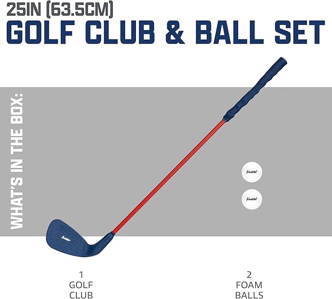 Franklin Sports Kids Toy Golf Club Set - 28" Youth Plastic Golf Club with Oversized Club Head + (2) Indoor Foam Golf Balls - Perfect for Backyard, Outdoor + Indoor Play + Practice - Kids Ages 3 and Up