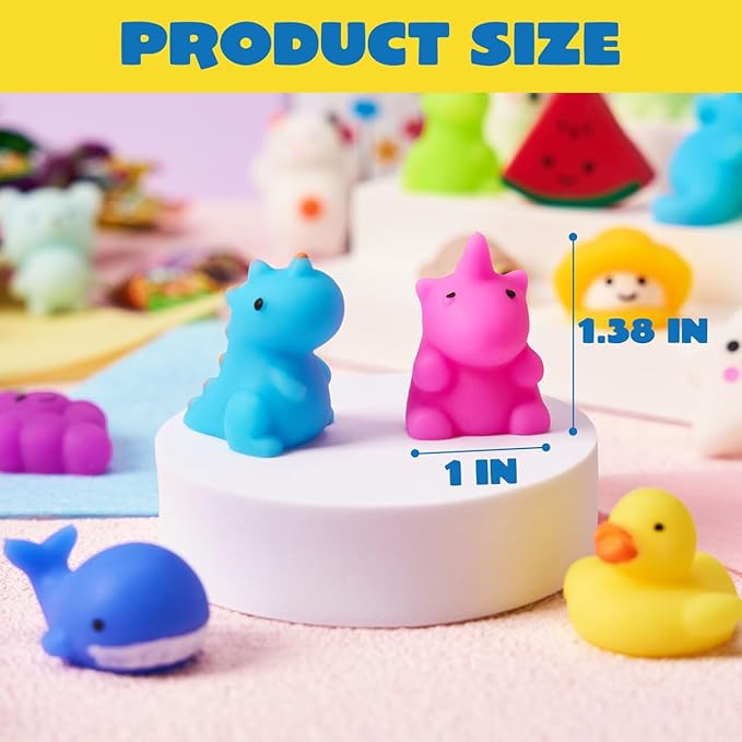 JOYIN Easter Mochi Squishy Toys Set, Random 25 Pack Mini Squishy Mochi, Party Favors for Kids, Kawaii Stress Relief Toys, Basket Stuffers, Goodie Bags Fillers, Birthday Gifts, Classroom Prizes