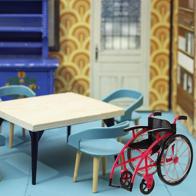 Toddmomy Miniature Wheelchair and Crutches Dollhouse Accessory Set Realistic Doll Wheelchair Playset for DIY Micro Landscape and Doll Decoration 6.88X5.51X3.54 Inches