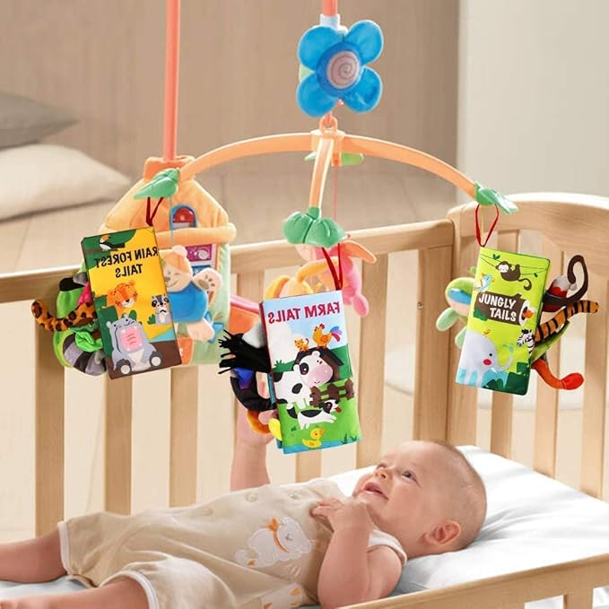beiens Baby Books Toys, Touch and Feel Cloth Crinkle Soft Books, Toys for 0-3-6-12-18 Months Infant Newborn Baby Boy Girl Shower Gifts Set, Sensory Learning Stroller Toys (3PCS)
