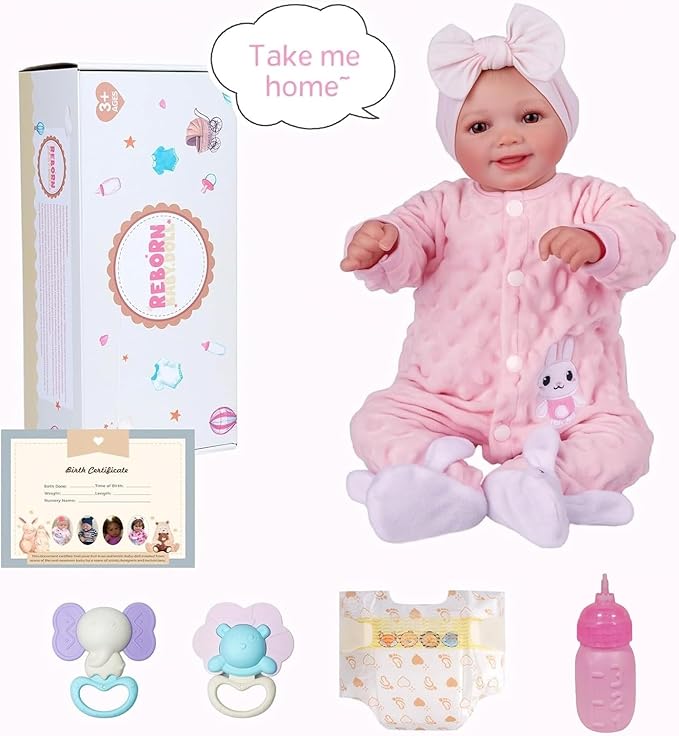 BABESIDE Drink and Wet Reborn Baby Dolls Girl – 17 Inch Lifelike Handmade Soft Vinyl Baby Doll, Can Drink & Pee, Real Life Baby Doll with Accessories, Gift for Girls Age 3+ Pretend Play & Collection