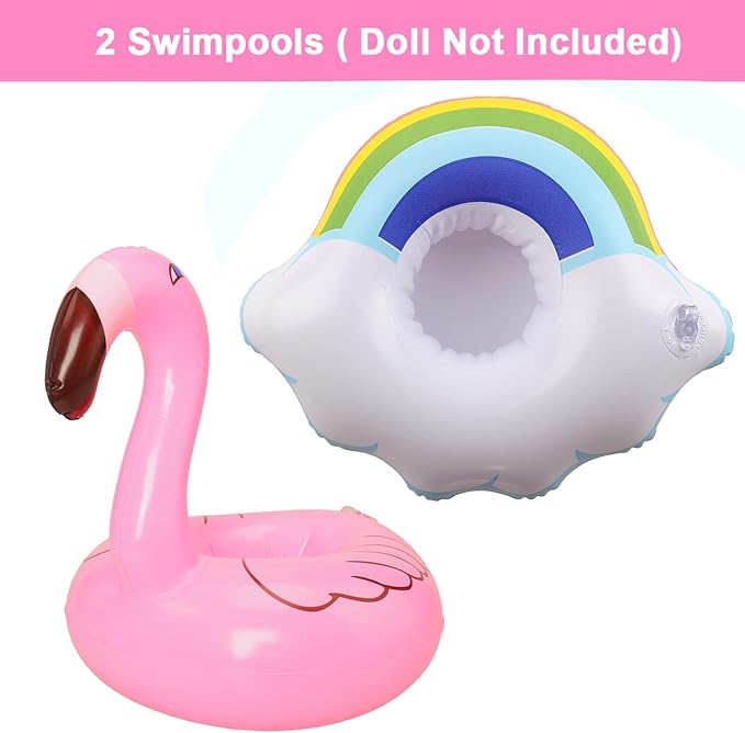 BARWA 12 Items 5 Psc Swimsuits Bathing Clothes Bikini One Piece with 2 Pool Floaties with 5 Shoes for 11.5 inch Doll