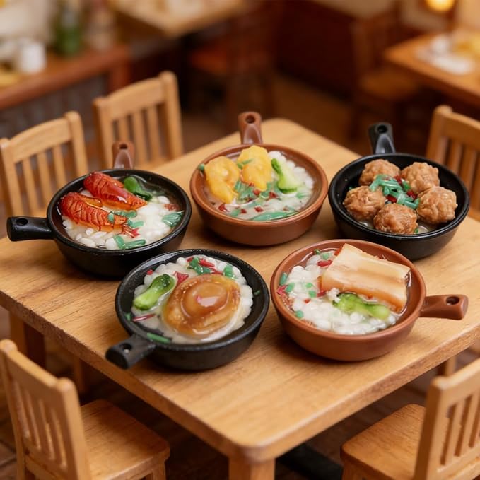 5Pcs 1:12 Scale Dollhouse Food Set, Miniature Food for Dollhouse Kitchen, Realistic Mini Food Tabletop Decor Accessories (FiveDishes)