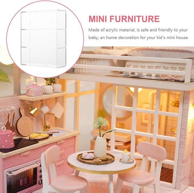 SEWACC Miniature Acrylic Furniture Miniature Storage Case Decorative Doll House Accessory
