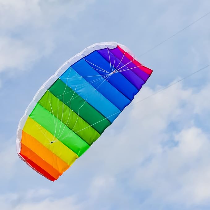 In the Breeze 2973 Rainbow 62" Sport Kite Dual Line Stunt Parafoil Includes Braided Kite Line and Bag