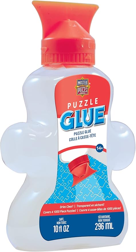 MasterPieces - Jigsaw Puzzle Glue Bottle with Swivel Spreader Cap, 10oz - Clear