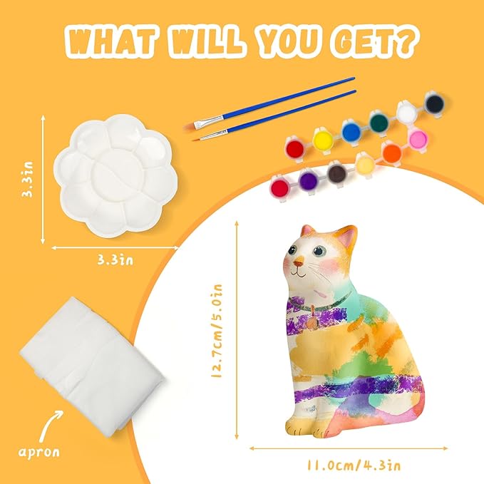 Paint Your Own Cat Lamp Kit, Arts and Crafts for Kids Ages 8-12, Arts and Crafts for Kids 4-6, DIY Cat Gifts for 10 Year Old Girl, Art Supplies for Teens Girls Boys Birthday Ages 3 4 5 6 7 8 9 10 11+