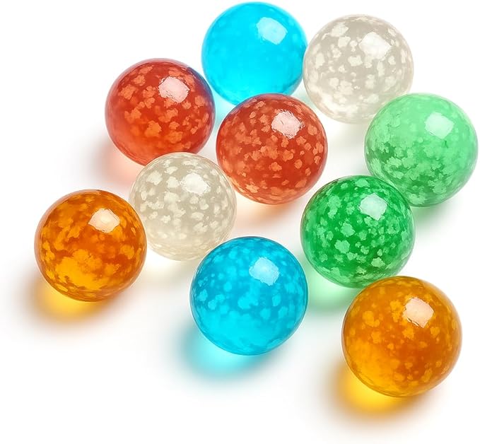 ARSUK Large Glass Shooter Marbles for Decoration 25mm/1 inch 10pcs Assorted Colour Marble Game, Marble Run Accessories Learning and Recreational, Sports & Outdoor Play (10pcs Glowinthe Dark Marbles)