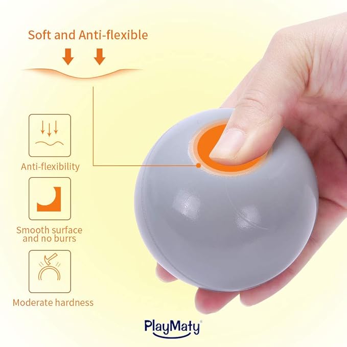 PlayMaty Colorful Pit Balls 2.1-inch Plastic Ocean Ball Crush Proof Stress Balls for Kids Pool Ball Playhouse Pit Accessories