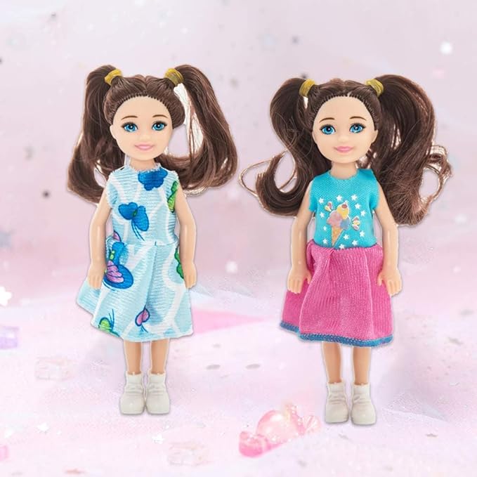 ONEST 10 Sets 5 Inch Mini Dolls with Doll Clothes Party Grown Outfits Doll Accessories