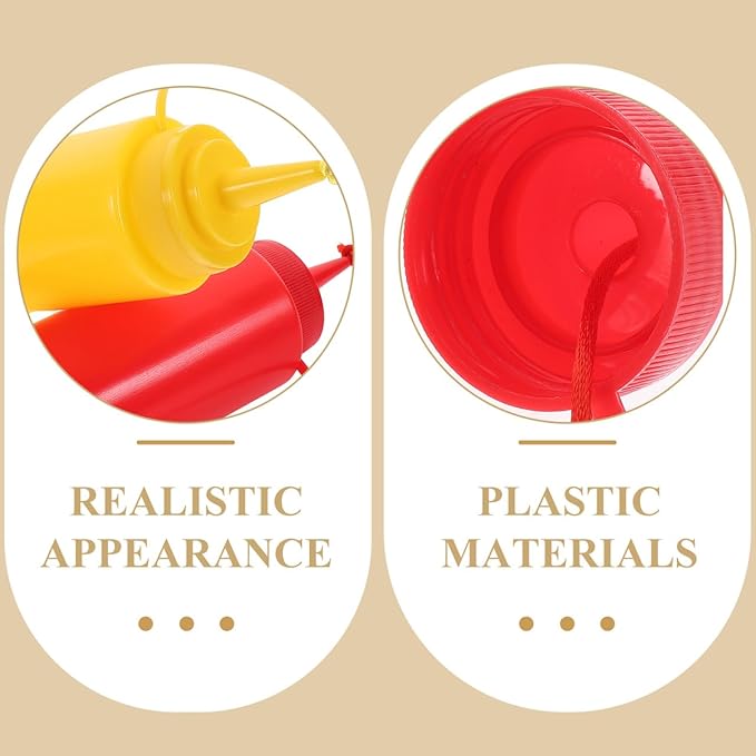 Garneck 2Pcs Fake Mustard & Ketchup Bottle Interactive Prank Toys Novelty Squirt Funny Condiment Squirt Bottle for Adults Kids Halloween Party