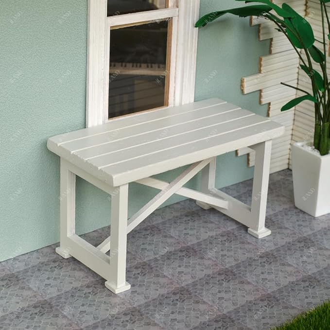iLAND Dollhouse Furniture of Wooden Table for Doll House Garden Decor, Miniature Dollhouse Accessories Tiny Table Model on 1/12 Scale