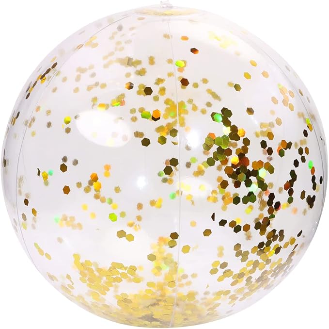PENTA ANGEL Glitter Beach Ball 2PCS Inflatable Floatable Confetti Swimming Pool Party Ball Clear Sand Sport Ball for Outdoor Summer Beach Pool Water Play Party Favor
