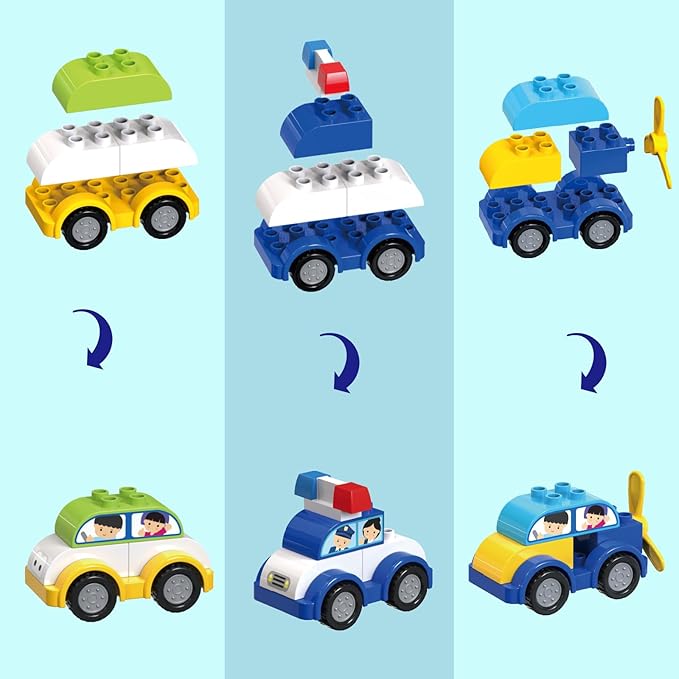 Building Blocks for Toddlers 2-5, 89 PCS Blocks Car Set for Kids Classic Large Building Bricks Compatible with Major Brands Educational Toys for All Ages