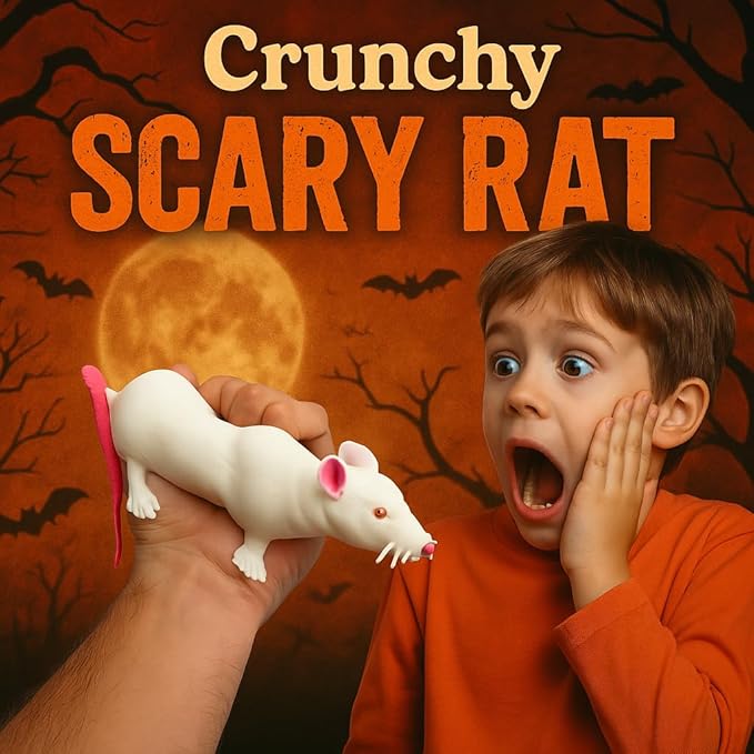 JA-RU Gross Crunchy Rat Toy (Pack of 1) Stretchy, Squishy & Yucky Mouse Toy. Halloween Scary Toy for Kids. Party Favor. Fake Bug, Prank Toy, Gag Gift, Halloween Party, Crunchy, Textured. 2492-1