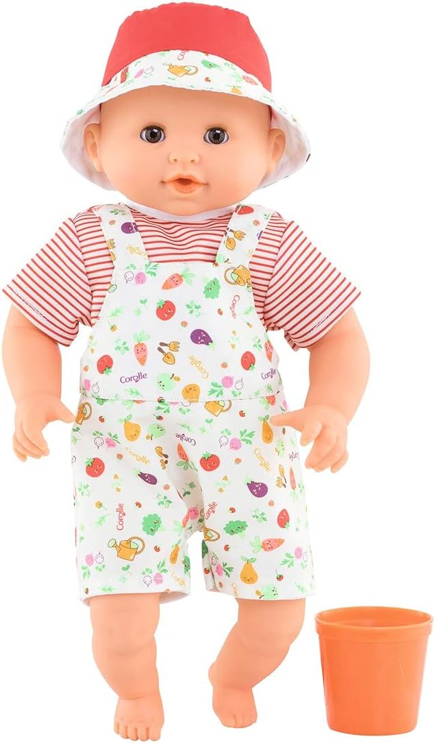 Corolle Bebe Bath Calypso Garden Delights Baby Doll - Includes Play Cup, Soft Body with Sleeping Eyes and Vanilla Fragrance, Removable Clothes, for Children Ages 18 Months and Up