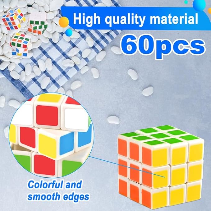 GOLDGE 40 Mini Cube Puzzles, 1.18in 3x3, Fun Party Favors for Kids - School Rewards & Classroom Prizes, Perfect for Birthdays, Easter, Christmas & Stocking Stuffers (40PCS-6 Colors (Black))