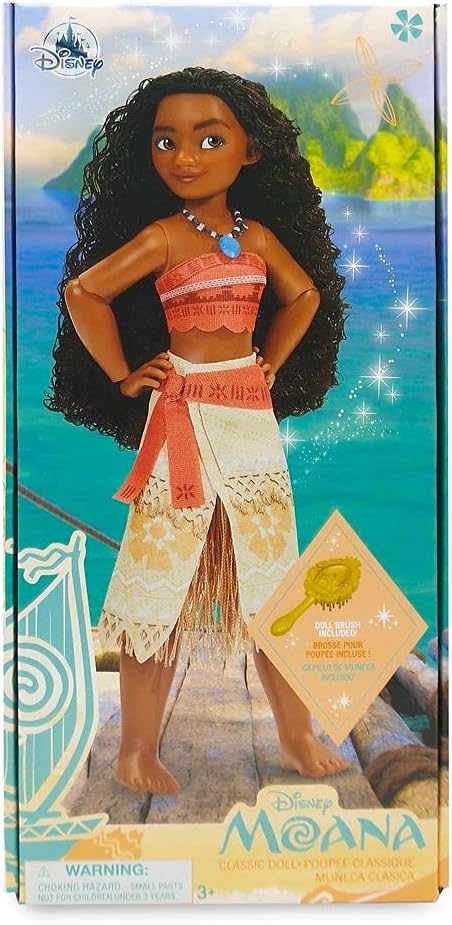 Disney Store Official Princess Classic Doll (Moana), 11 Inches, Includes Brush with Molded Details, Fully Posable Toy in Classic Outfit - Disney Princess Toys