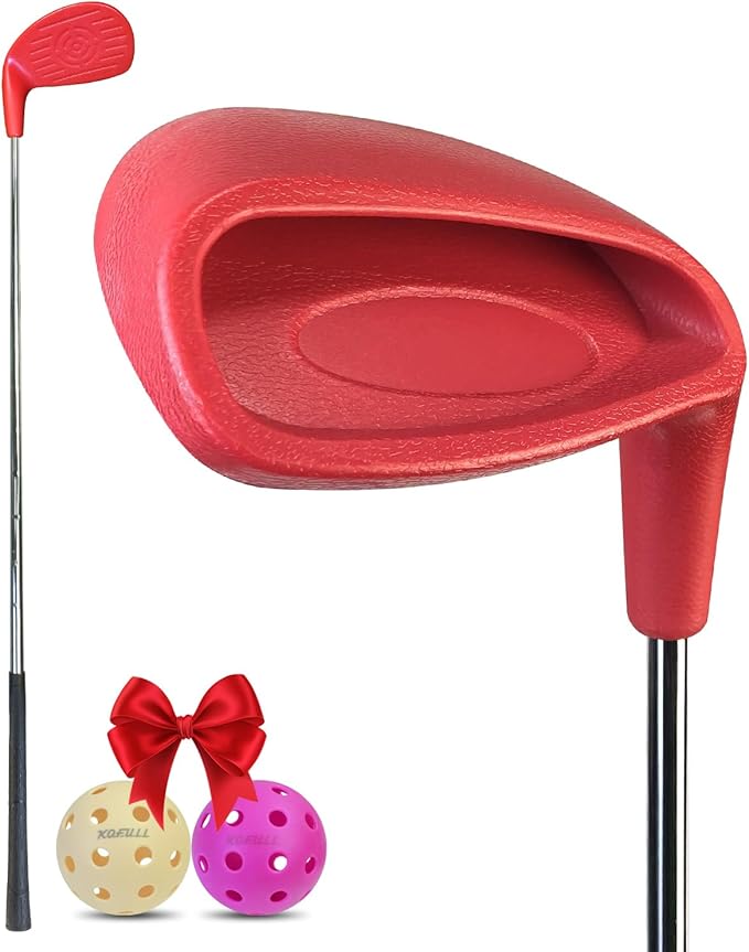 KOFULL Backyard Golf Game Club with Oversize Head, for Golf Game with Buckets, Included 1 Plastic Golf Clubs for Adults, 2 Balls, Steel Shaft for Chipping Game, Hit Plastic Foam Ball