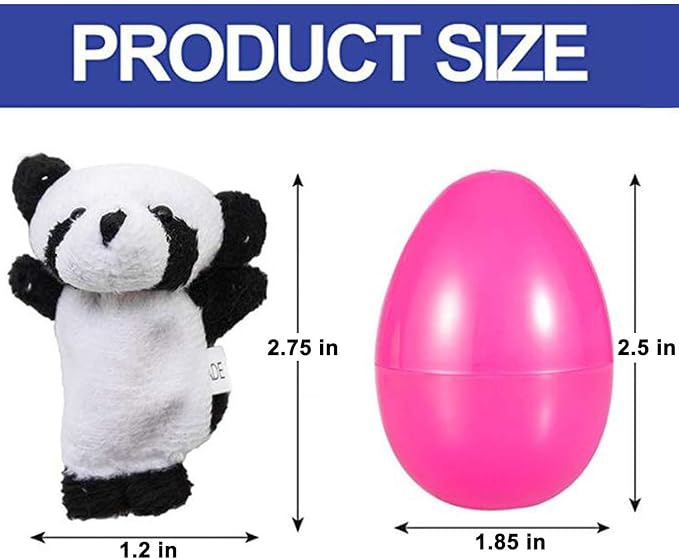 UMEELR Easter Fillable Eggs with Animals Finger Puppets, Basket Stuffers, Kids Party Favor School Classroom Rewards, Egg Hunt Filler 12 Pack