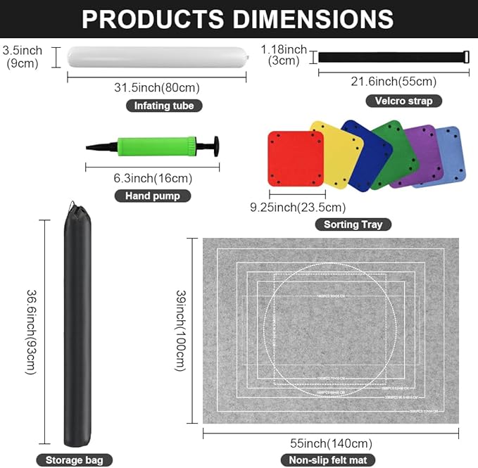 Ainiv Jigsaw Puzzle Mat Roll Up 3000 Pieces, 55" x 39" Portable Felt Puzzles Board with 6 Sorting Trays & Travel Storage Bag, Jigsaw Saver Pad Keeper for Adults Teens, Gray