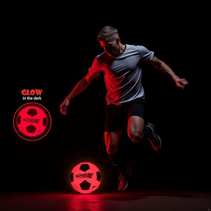 Glow in The Dark Soccer Ball | USB-C Rechargeable LED Light Up Ball | Official Size 5 for Kids & Adults | Gift for Boys & Girls Ages 6+ | Indoor Outdoor Night Games