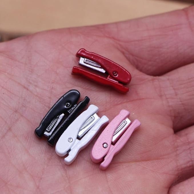 Toddmomy 4pcs Miniature Dollhouse Stapler Realistic Mini Desk Accessories for Dollhouse Office Scenes