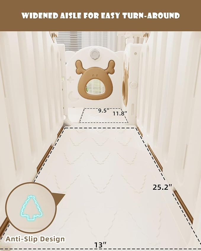 XJD Toddler Slide,12 in 1 Kids Slide for Toddlers 1-3, New Upgrade with Golf Set, Basketball Hoop, Drawing Board for Indoor Outdoor Playset,Toddler Playground (Brown)