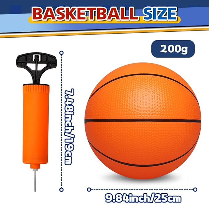 9" Mini Basketball for Indoor Mini Basketball Hoop, Replacement Basketballs Soft Ball for Inflatable Pool, Pool Beach Sandbox Outdoor Sports Gift Pack for Toddler kids Adults, 5 PCS (with Pump)