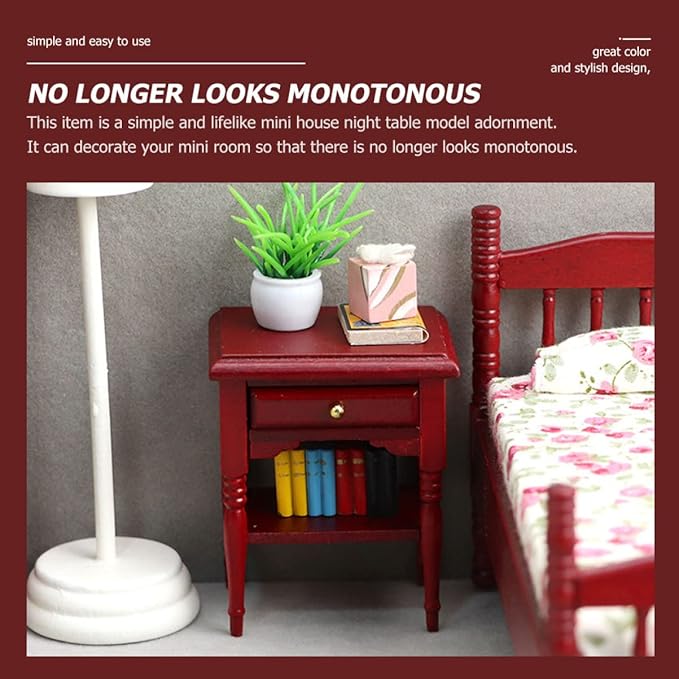 Toyvian Miniature Bedside Table 1 12 Scale Dollhouse Nightstand Model Mini Furniture Accessory for Doll House Decor 2.59X2.08X1.61 Inch