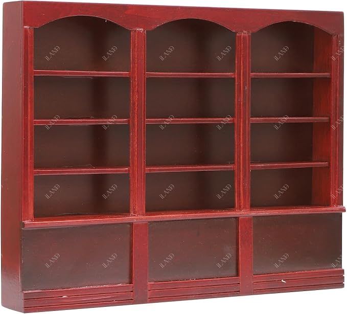 iLAND Dollhouse Bookshelf 1/12 Scale Dollhouse Furniture Mini Wooden Bookshelf for Miniature Books Mini Bookcase 1/12 Scale Accessories Mini Library Doll House Living Room Books Shelf Miniature Gifts