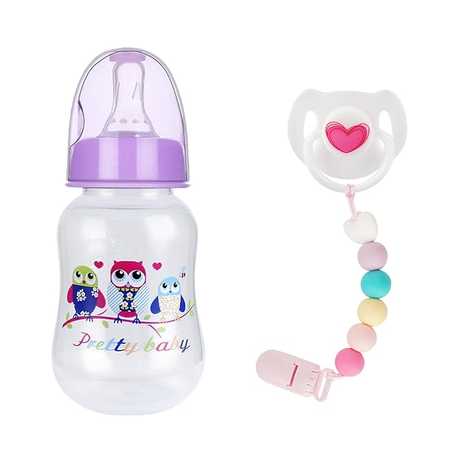 BABESIDE 3 Pcs Baby Doll Bottles Set, Baby Doll Accessories Set with Toy Feeding Bottle and Pacifier Clip Magnetic Pacifier for Realistic Babydolls