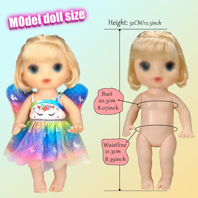 iBayda Doll Clothes Accessories Set Include Dress Pillow Sleeping Bag Toys Play Set for 10 -12 Inch Dolls, 14 to 14.5 Inch Dolls (No Doll)