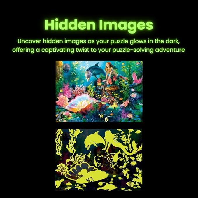MasterPieces - 500 Piece Jigsaw Puzzle, Glows in The Dark, Hidden Images, Dinosaur Valley, Fun for Adults, Family, Kids, 15" x 21"