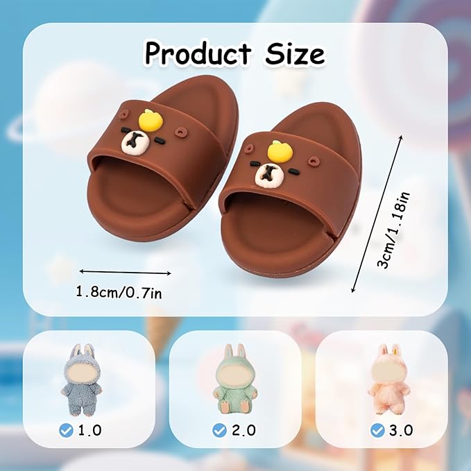 Summer Sandals for Dolls - Blue Open-Toe Slippers, Cute Accessories for Photography, Display & Collectors Age Limit 15 （Brown）