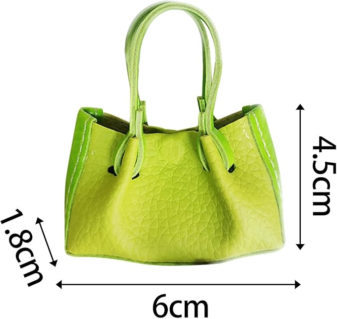 Amagogo 1:12 Scale Fashion Handbag, Pretend Play Toy Ornaments, Models DIY Gift Scenery Supplies, Doll Accessories Scene, Yellow Green