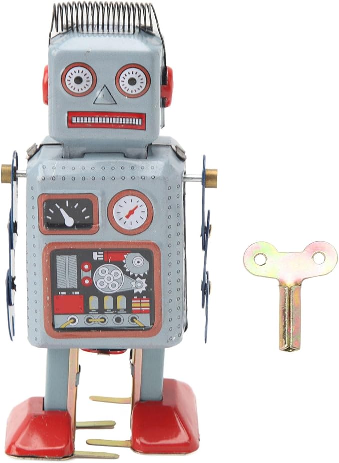 Robot Toy, Vintage Wind Up Robot Toy, Clock Movement Walking Toy, Retro Tinplate Toy for Photo Prop, Decoration, Gift, Surprise, Birthday