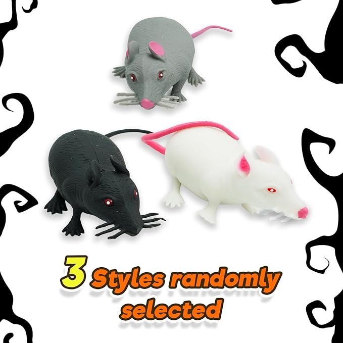 JA-RU Gross Crunchy Rat Toy (Pack of 1) Stretchy, Squishy & Yucky Mouse Toy. Halloween Scary Toy for Kids. Party Favor. Fake Bug, Prank Toy, Gag Gift, Halloween Party, Crunchy, Textured. 2492-1