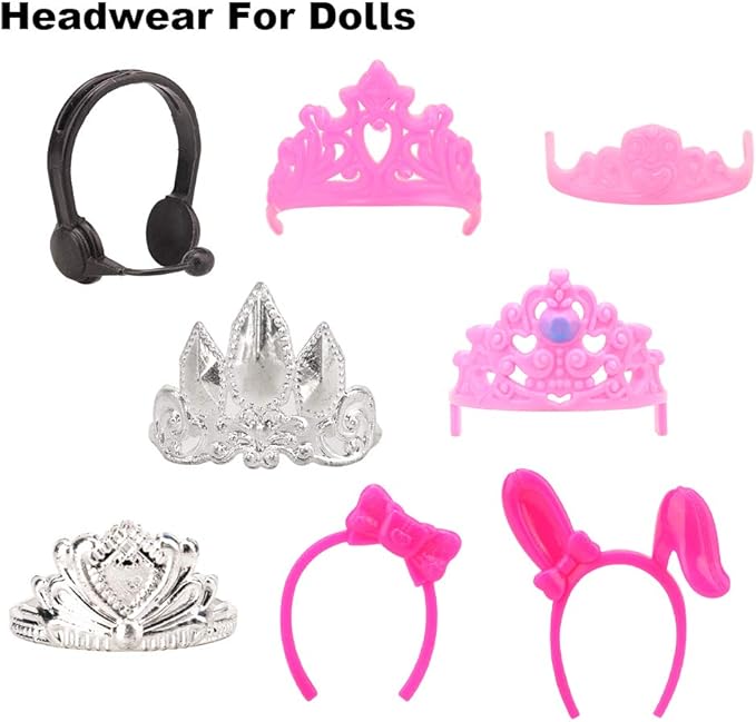 BARWA 40 PCS Doll Accessory Bags Crown Necklace Comb for 11.5 inch Doll Xmas Gift