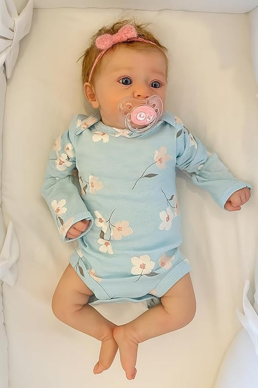 SCOM Lifelike Reborn Baby Dolls Girl - Felicia, 17-Inch Realistic-Newborn Baby Dolls with Weighted Soft Cloth Body, Real Life Cute Reborn Dolls with Gift Box for Kids Age 3+