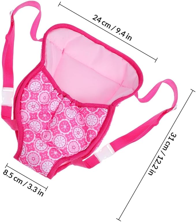 18 Inch Baby Doll Carrier - Pink Cotton Adjustable Strap for Little Girls, Portable and Comfortable Doll Accessory for Travel and Play, Without
