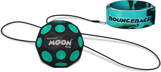 Waboba Bounceback Returning Black and Blue Moon Ball Hyper Bouncy Balls, Extreme Bounce and Fun, Super High Bouncing Ball for Active Play and Outdoor Games
