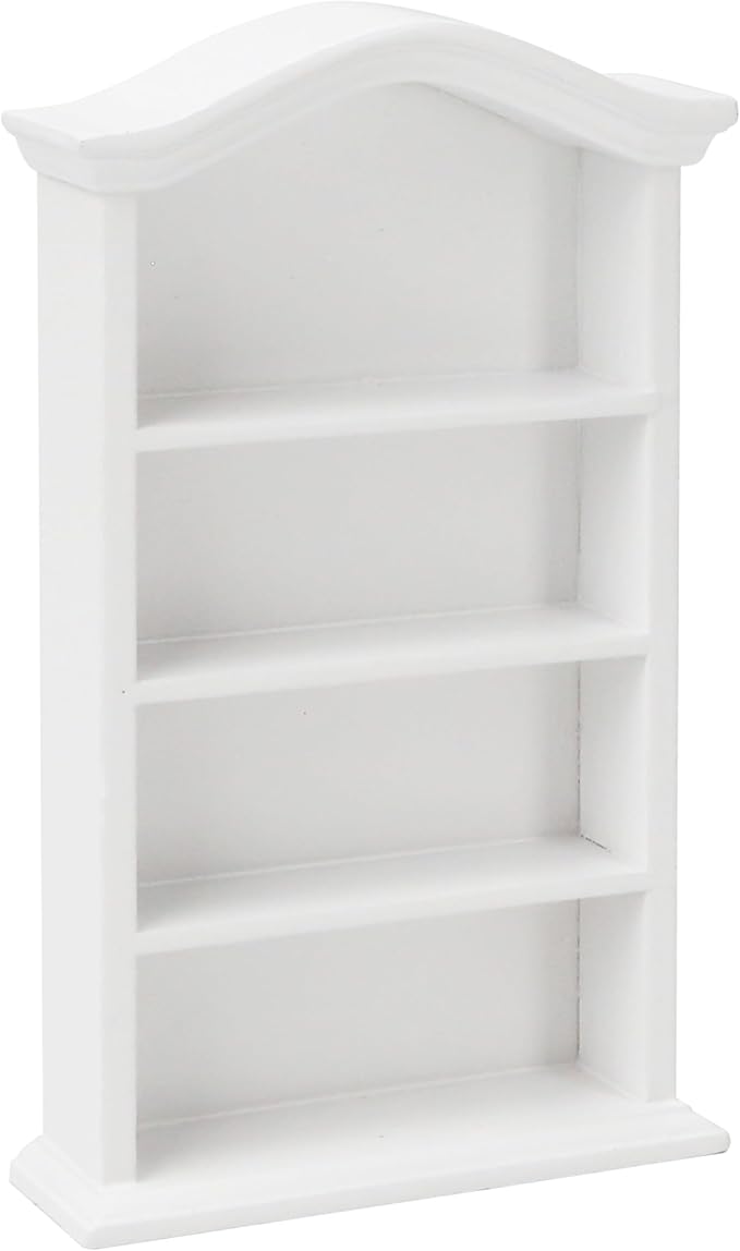 Dollhouse Bookcase 1:12 Scale Miniature Mini Bookshelf Doll House Book Shelves for Small Items Accessories Furniture Wooden 4 Floors Display Cabinet Decoration Home Bedroom, White