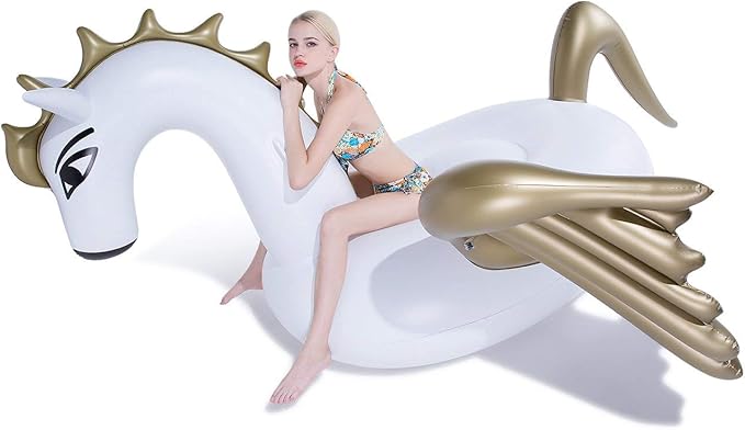 Jasonwell Giant Inflatable Pegasus Pool Float with Fast Valves Summer Beach Swimming Pool Floatie Lounge Floating Raft Outdoor Party Decorations Toys for Adults (XXXL)