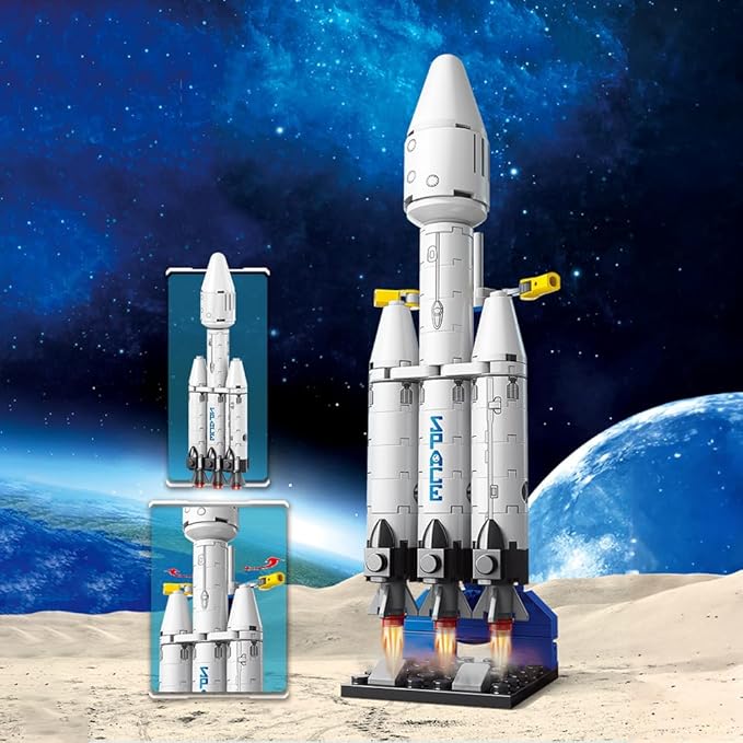 Vilbocr 69-Piece Rocket Ship Building Blocks Set | STEM Educational Space Toy for Kids Ages 6-12 | Creative Construction Kit for Solo & Group Play | Compatible with Major Brands